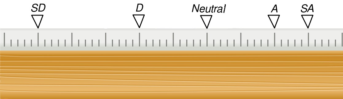 Above : Unequal spacing between categories is also a possibility with ordinal measurements.