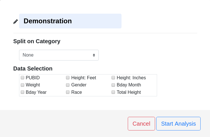 Descriptive Stats Options